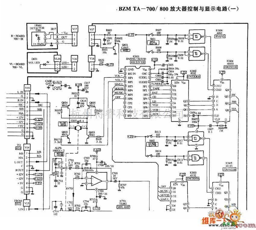 光电显示电路中的BZMTA-700/800放大器控制与显示电路图(一)  第1张