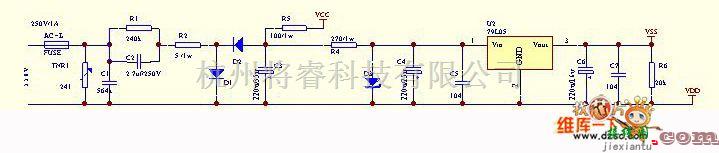 模拟电路中的110V的阻容降压电路图  第1张