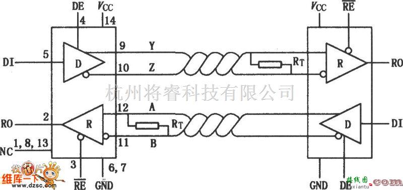 接口电路中的MAX489／491 低功耗收发器电路图  第1张