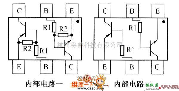 光敏二极管、三极管电路中的晶体三极管DCX114YH、DCX123JH、DCX124EH、DCX144EH内部电路图  第1张