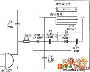 防害中的单管灭蚊灯电路图  第1张