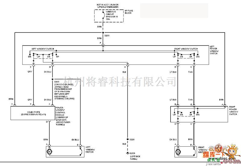 旁迪克电动机车窗电路图  第1张