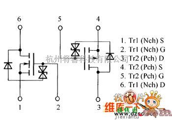 光敏二极管、三极管电路中的场效应晶体管US6M2内部电路图  第1张