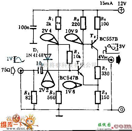 光电显示电路中的利用黑白电视机作为显示终端的接口电路图  第1张