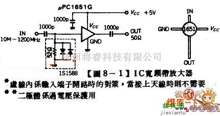 视频放大中的10M-1200MHZ之μPC1651G宽频带放大器电路图  第1张