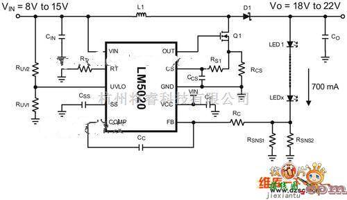 LED电路中的大功率led驱动升压稳压器电路图  第1张