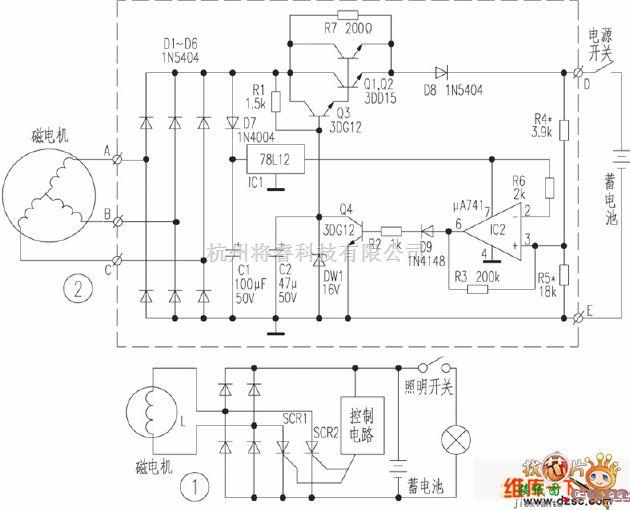 稳压电源中的节能型摩托车整流稳压器电路图  第1张