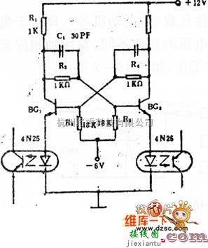 光电耦合器电路中的用于双稳态输出的光耦合电路图  第1张