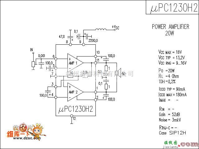 电子管功放中的一种型号uPC1230H2的功放电路图  第1张