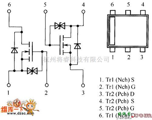 光敏二极管、三极管电路中的场效应晶体管US6M1内部电路图  第1张