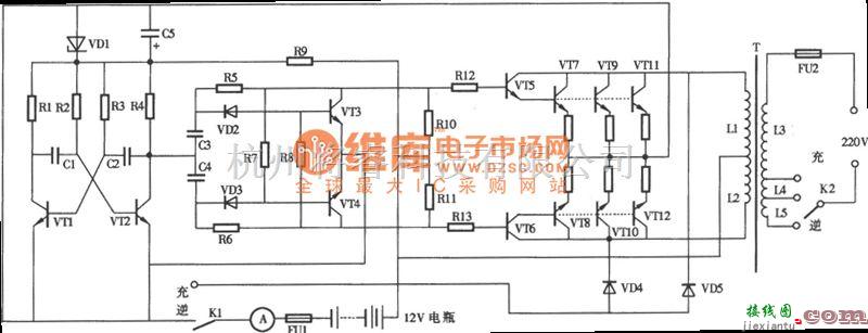 逆变电源中的100～200W逆变电源电路图  第1张