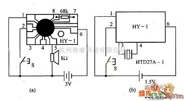 语音电路中的HY-2音乐集成电路的典型应用电路图  第1张