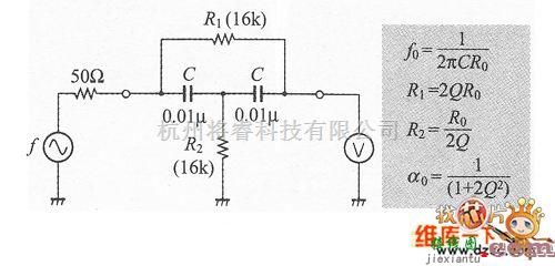 滤波器电路中的减少陷波滤器的元件的桥式T电路图  第1张