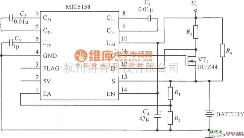 充电电路中的MIC5158做的电池充电电路图  第1张