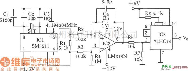 秒信号产生中的精确的秒脉冲信号产生器电路图  第1张