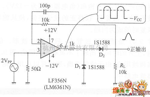 光敏二极管、三极管电路中的由OP放大器组成的非反相型理想的二极管电路图  第1张