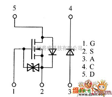 光敏二极管、三极管电路中的场效应晶体管US5U1、US5U2、US5U3内部电路图  第1张