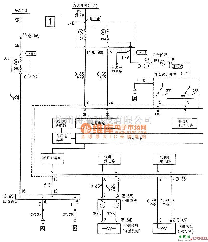 东南中的东南菱绅安全气囊电气系统电路图  第1张