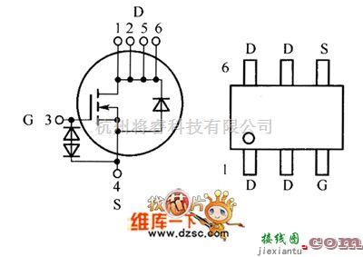 综合电路中的NTJS4405N内部电路图  第1张