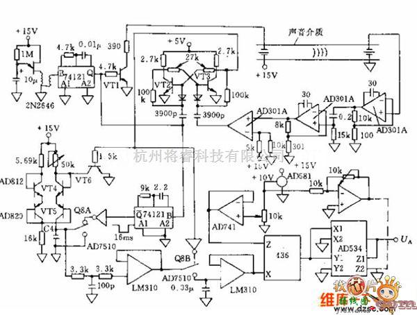 专用测量/显示电路中的医用温度表原理电路图  第1张