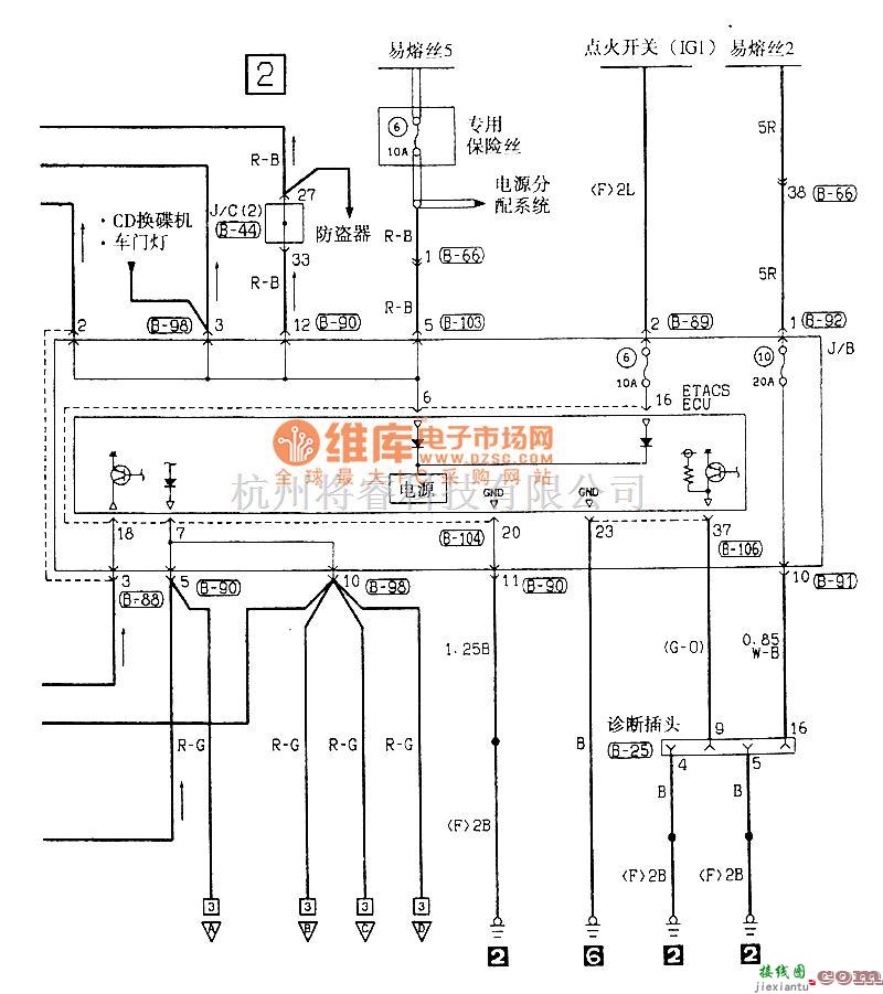 东南中的东南菱绅室内灯和行李箱灯电气系统电路图  第2张