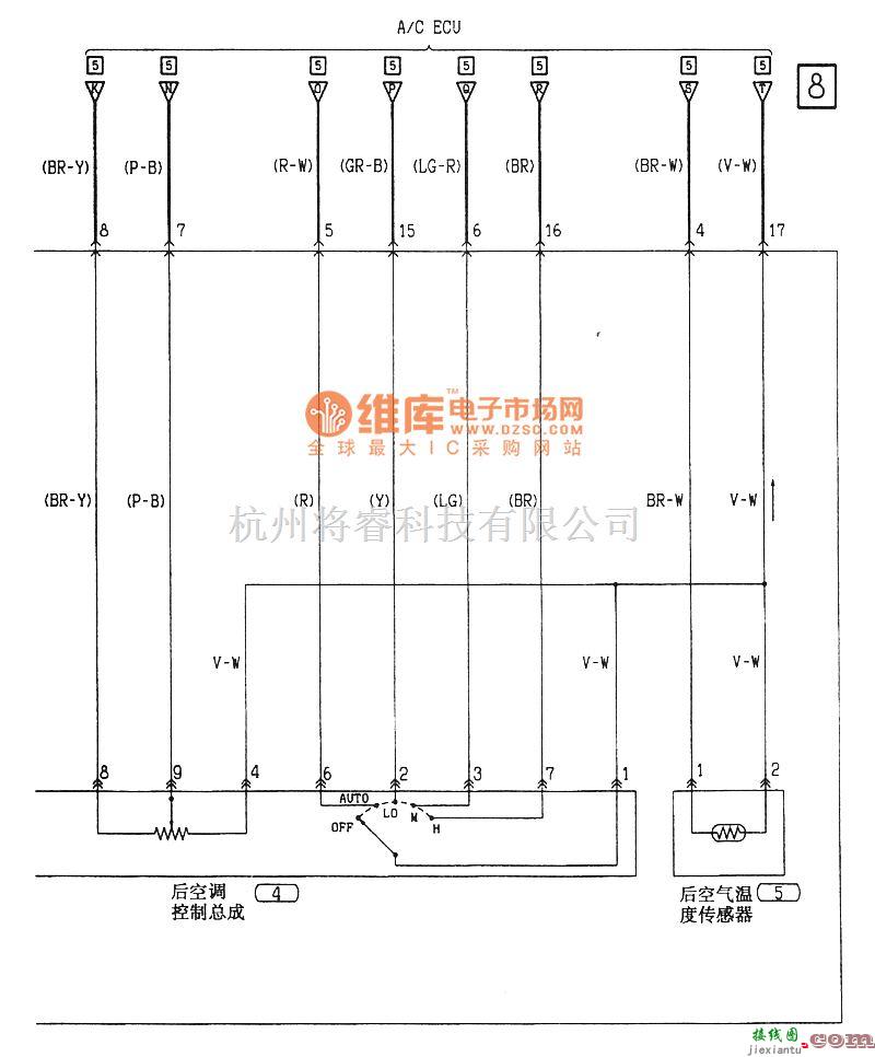 东南中的东南菱绅自动空调电气系统电路图  第8张