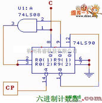 多种频率信号中的六进制计数器电路图  第1张