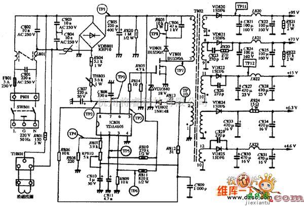 显示器电源中的显示器VGA V-1412型的电源电路图  第1张