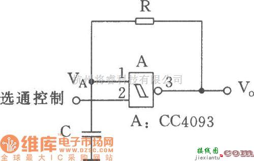 多谐振荡产生中的由CC4093组成的自激多谐振荡器电路图  第1张