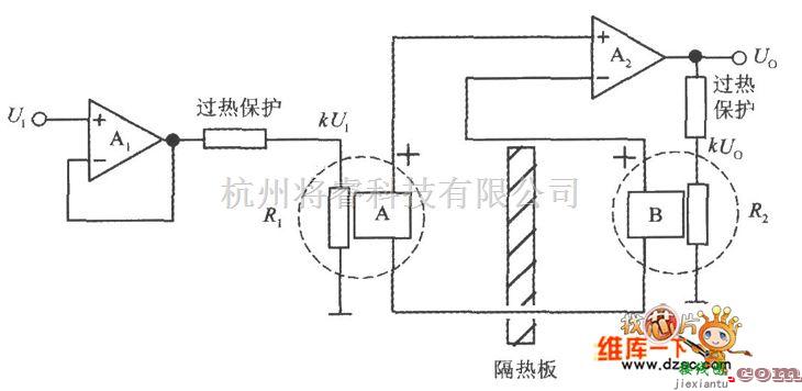 传感器单片系统应用方案中的等效热功耗检测法电路图  第1张