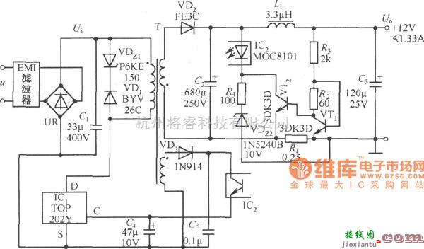 开关稳压电源中的截流型开关电源电路图  第1张