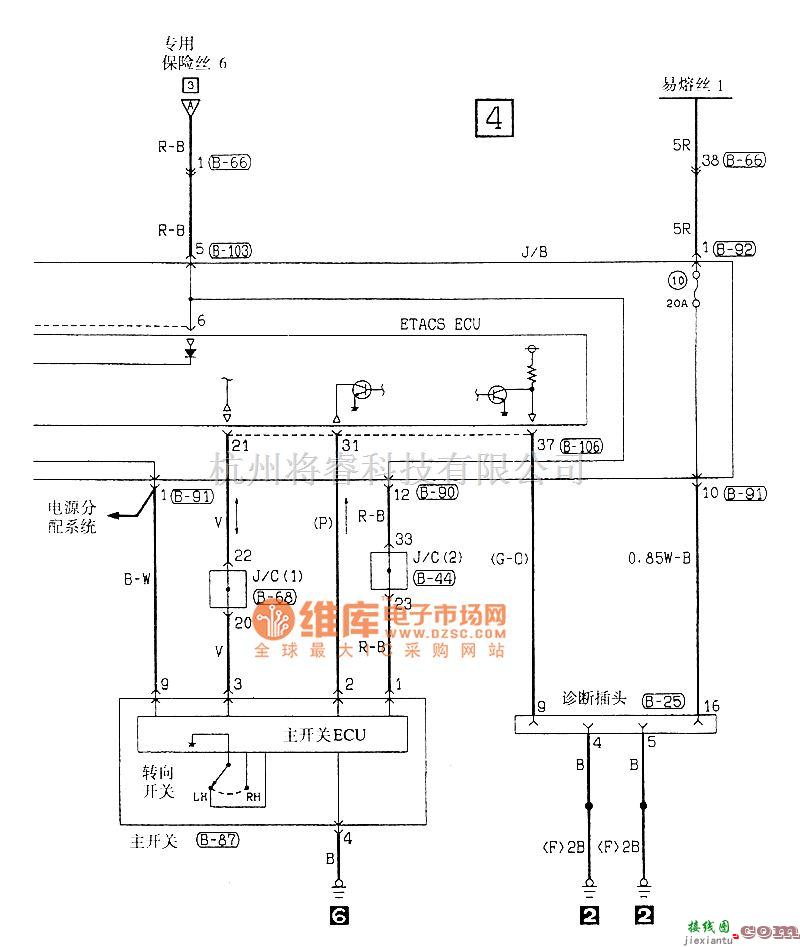 东南中的东南菱绅方向灯和危险警告灯电气系统电路图  第4张