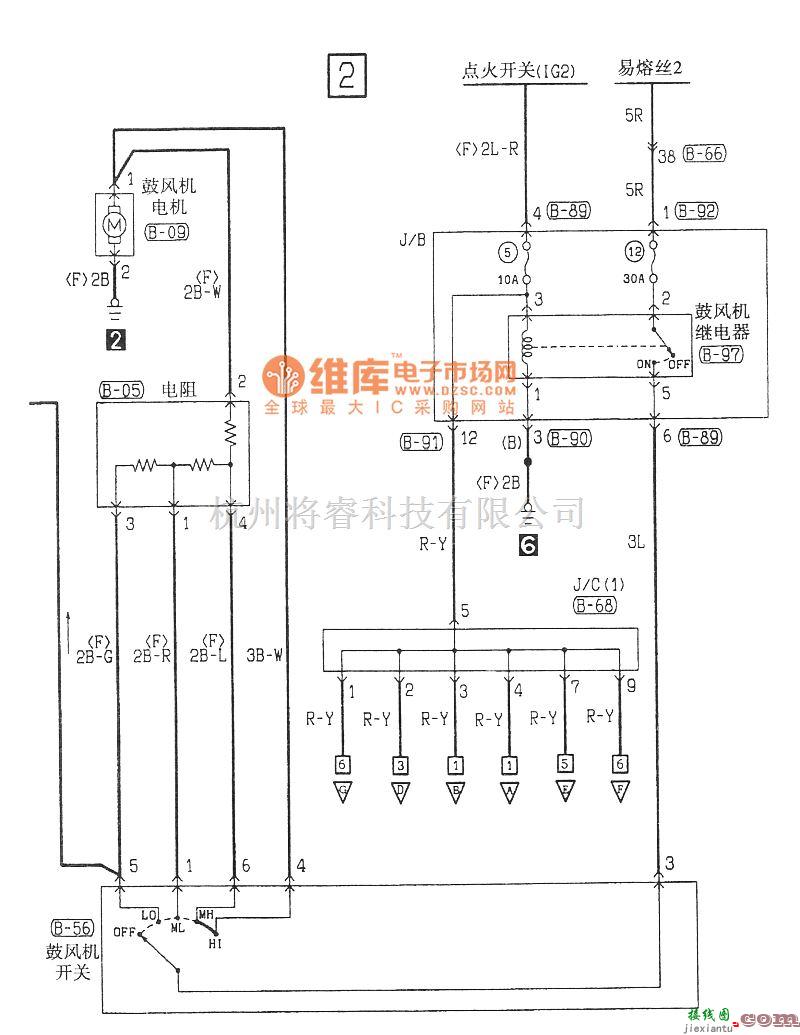 东南中的东南菱绅手动空调电气系统电路图  第1张