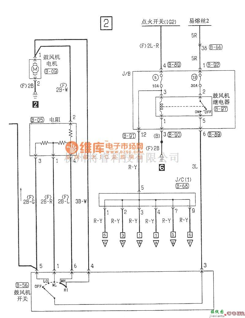 东南中的东南菱绅手动空调电气系统电路图  第2张