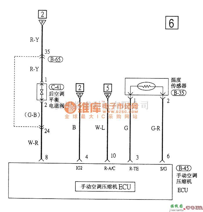 东南中的东南菱绅手动空调电气系统电路图  第6张