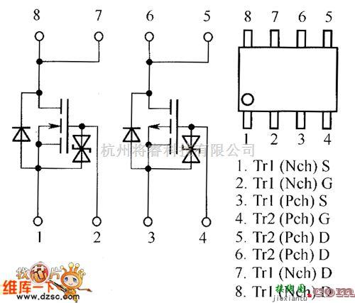 光敏二极管、三极管电路中的场效应晶体管SP8M5、SP8M6、SP8M7、SP8M8、SP8M9内部电路图  第1张