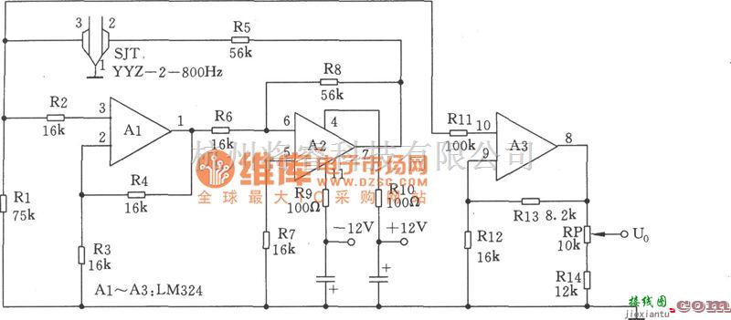 低频信号产生中的800Hz振荡器电路图  第1张