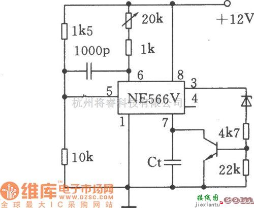 函数信号产生器中的用NE566V产生锯齿波电路图  第1张