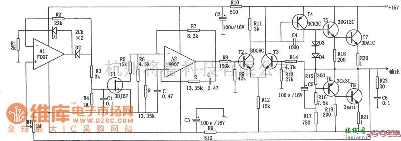 低频信号产生中的F007构成的性能优良的低频信号发生器电路图  第1张