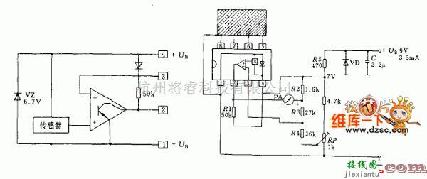 集成电流传感器、变送器中的单片温度传感器电路图  第1张