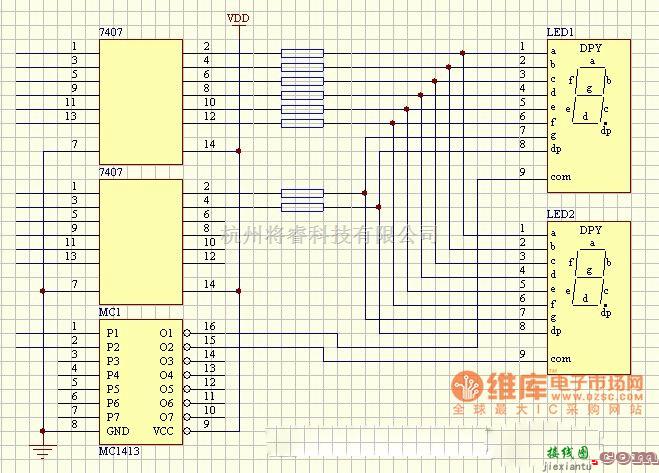 LED电路中的LED并行LED数码管动态扫描显示电路图  第1张