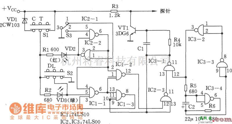 脉冲信号产生器中的脉冲信号发生器(74LS10、74LS00)电路图  第1张