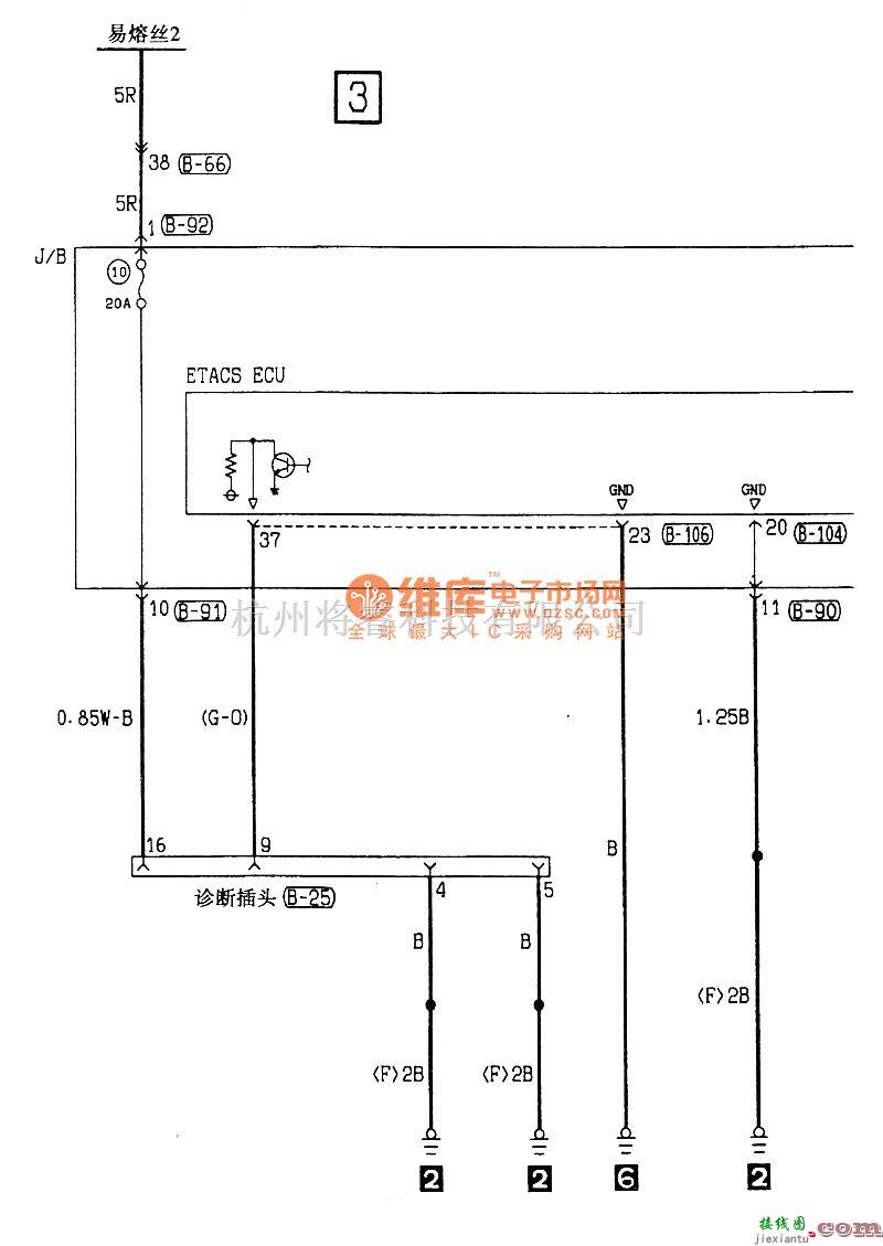 东南中的东南菱绅挡风玻璃刮水器和清洗器电气系统电路图  第2张