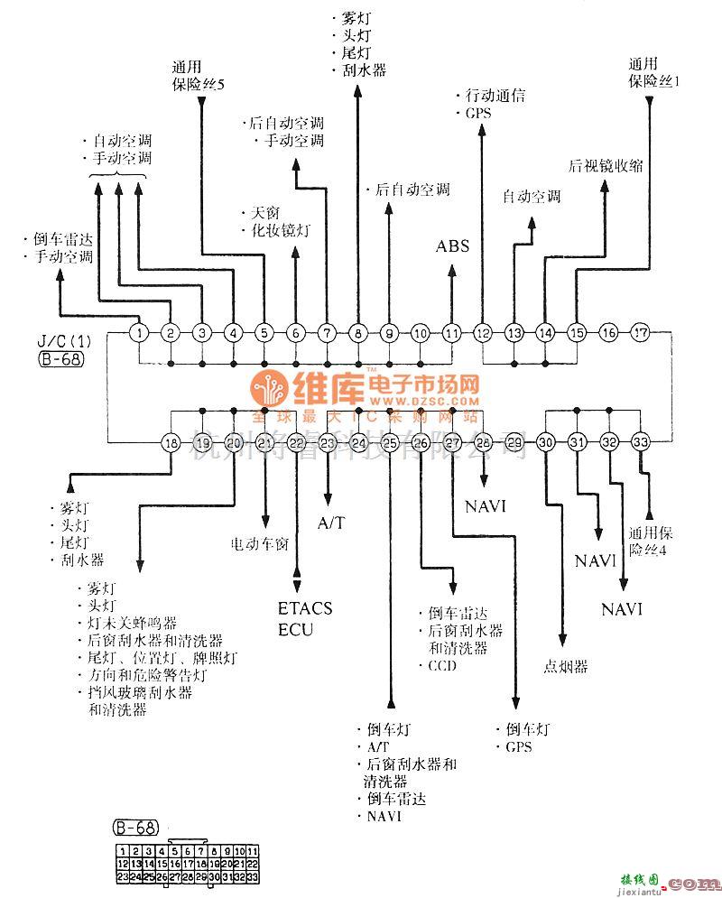 东南中的东南菱绅中继接头子(J/C)电气系统电路图  第1张