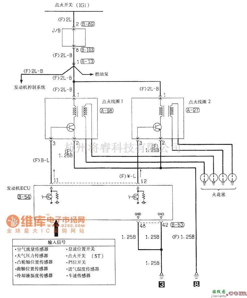 东南中的东南菱绅点火系统电路图  第1张