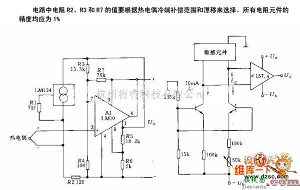 专用测量/显示电路中的温度测量原理电路图  第1张