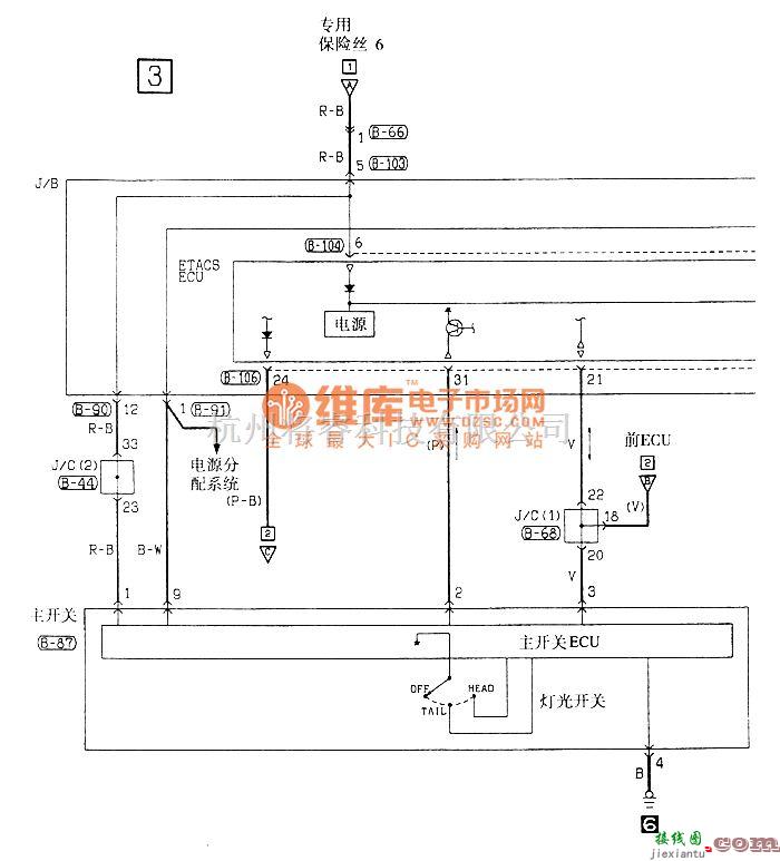 东南中的东南菱绅雾灯电气系统电路图  第3张