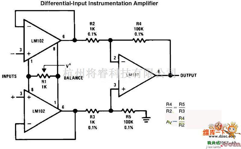 仪表放大器中的差动输入仪表放大器电路图  第1张