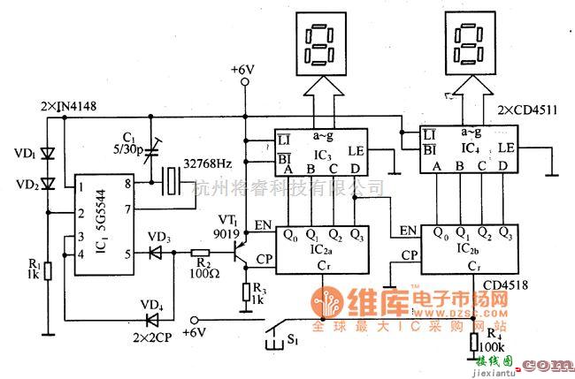 数字电路中的数字秒表电路图  第1张