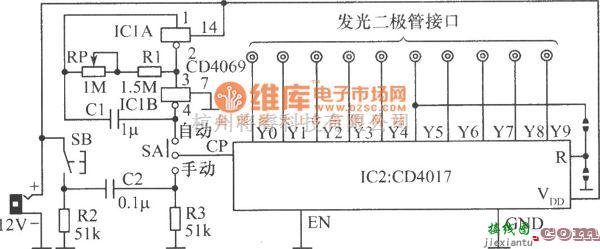 LED电路中的姿态各异的彩灯信号源产生电路图  第1张